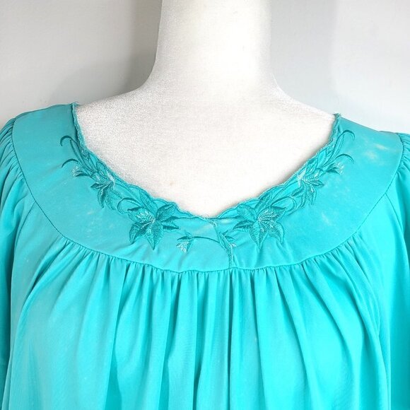 Miss Elaine Aqua Blue Negligee Nightgown House Dress Nylon - Picture 5 of 8